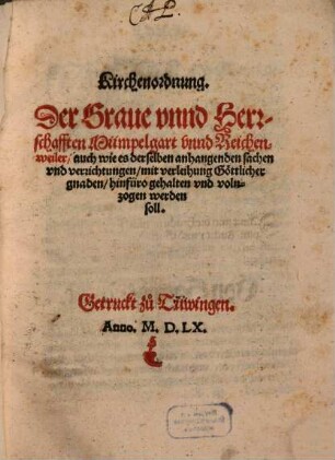 Kirchenordnung zu Mümpelgart