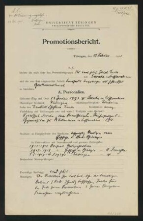 Promotionsbericht 1921