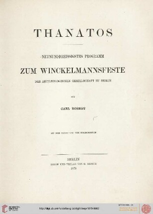 Band 39: Programm zum Winckelmannsfeste der Archäologischen Gesellschaft zu Berlin: Thanatos