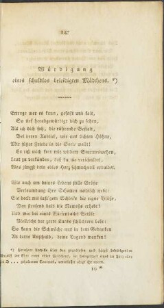 Würdigung eines schuldlos beleidigten Mädchens
