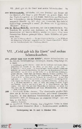 VII. „Gold gab ich für Eisen“ und andere Schmucksachen (Nr. 379-417)