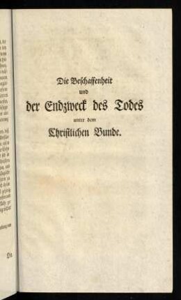 447-476, Die Beschaffenheit und der Endzweck des Todes ...