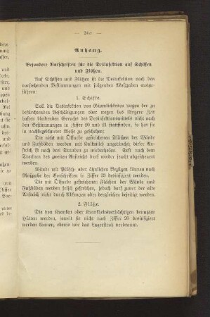 Anhang. Besondere Vorschriften für die Desinfektion auf Schiffen und Flößen.