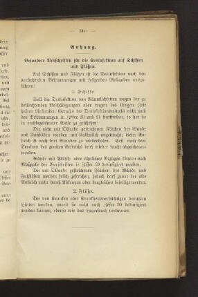 Anhang. Besondere Vorschriften für die Desinfektion auf Schiffen und Flößen.