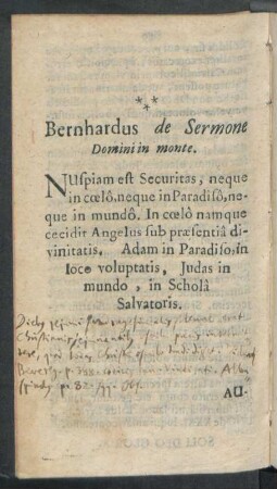Bernhardus de Sermone Domini in monte.