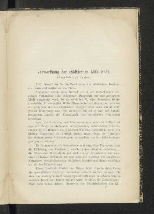 Verwerthung der städtischen Abfallstoffe.