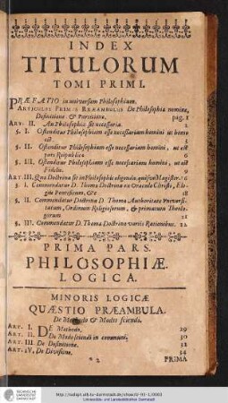 INDEX TITULORUM TOMI PRIMI.