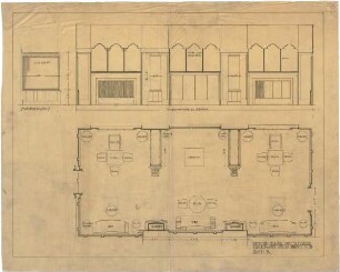 Billing, Hermann; Mannheim (Baden-Württemberg); Kunsthalle - Raum Prof. Billing, Grundriss; Fensterwand (Ansicht)