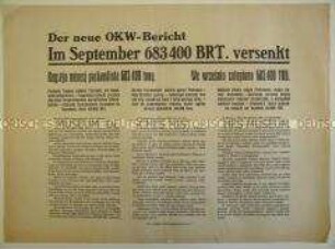 Maueranschlag (OKW-Bericht) aus den besetzten Gebieten der Sowjetunion mit Nachrichten vom Kriegsgeschehen