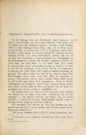 Die Gebilde ersten und zweiten Grades der Liniengeometrie in synthetischer Behandlung, 2. Die Strahlencongruenzen erster und zweiter Ordnung