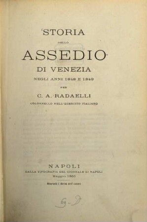 Storia dello assedio di Venezia negli anni 1848 e 1849