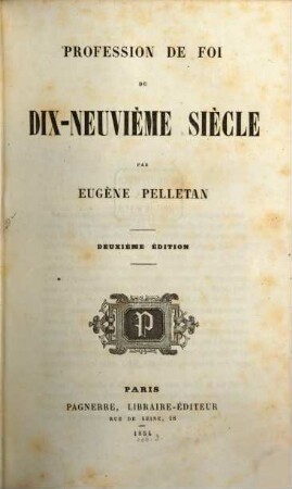 Profession de foi de dia-neuvième siècle