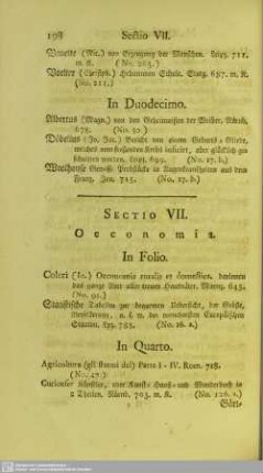 Sectio VII. Oeconomia