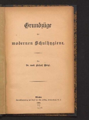 Grundzüge der modernen Schulhygiene