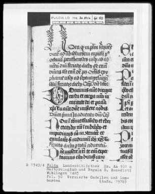 Martyrologium und Regula Sancti Benedicti — Initiälchen, Folio 50recto