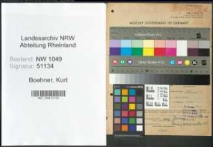 Entnazifizierung Kurt Boehner , geb. 29.11.1914 (Kaufmaennischer Angestellter)