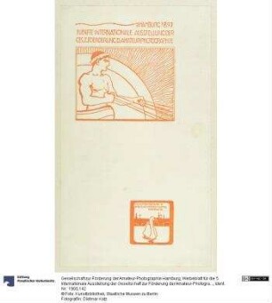 Werbeblatt für die 5. Internationale Ausstellung der Gesellschaft zur Förderung der Amateur-Photographie Hamburg (Signet und Apollo-Motiv: Arthur Illies)