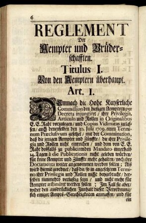 Reglement Der Aempter und Brüderschaften.