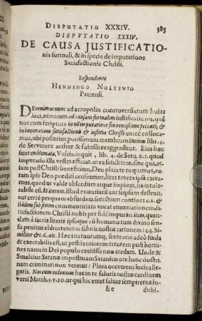 Disputatio XXXIV. De Causa Justificationis formali ...