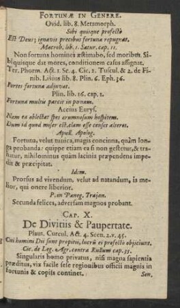 Cap. X. De Divitiis & Paupertate.