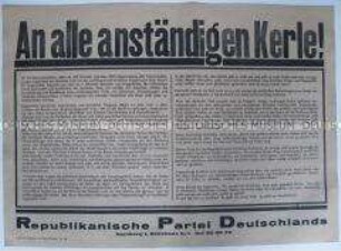 Maueranschlag mit den Zielen der Republikanischen Partei Deutschlands