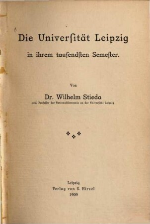 Die Universität Leipzig in ihrem tausendsten Semester