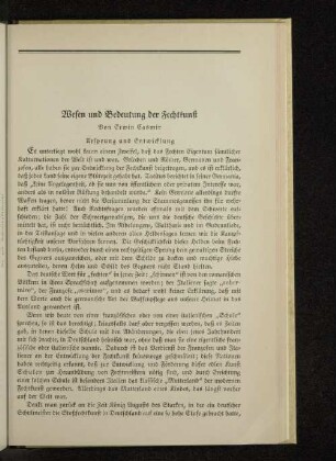 Wesen und Bedeutung der Fechtkunst