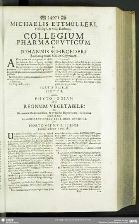 Collegium Pharmaceuticum In Johannis Schroederi Pharmacopoeiam Medico-Chymicam
