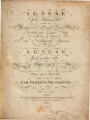 Agnese : opera sentimentale in due atti