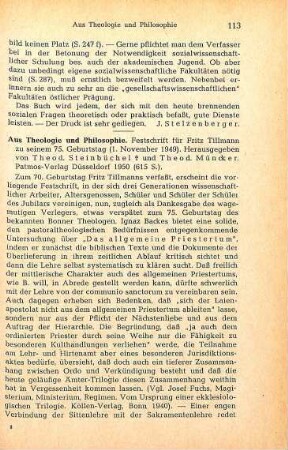 113-118 [Rezension] Aus Theologie und Philosophie