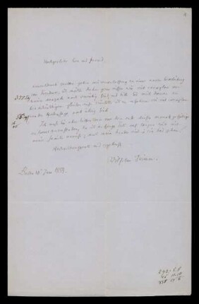 Brief von Wilhelm Grimm an Dieterichsche Buchhandlung, Göttingen