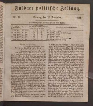 Sonntag, den 20. November. 1831
