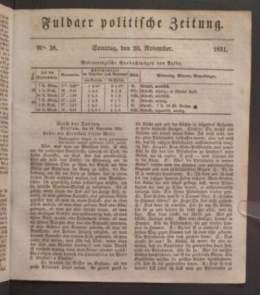 Sonntag, den 20. November. 1831