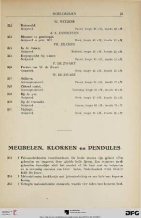 Meubelen, Klokken en Pendules (Nr. 333-459a)