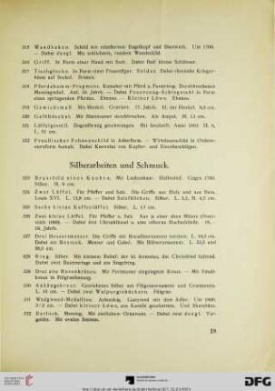 Silberarbeiten und Schmuck (Nr. 323-332)