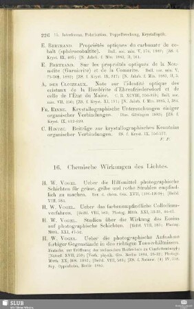 16. Chemische Wirkungen des Lichtes