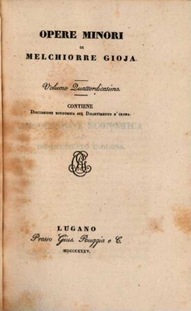 Opere minori, 14