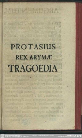 Protasius Rex Arymae Tragoedia