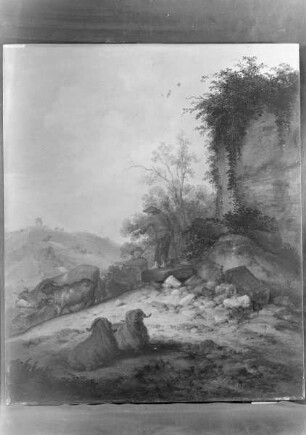 Italienische Berglandschaft mit Hirten