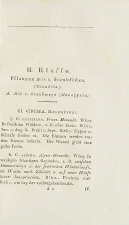 II. Klasse. Pflanzen mit 2. Staubfäden