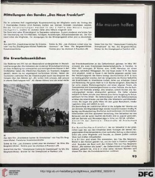 Mitteilungen des Bundes "Das Neue Frankfurt"