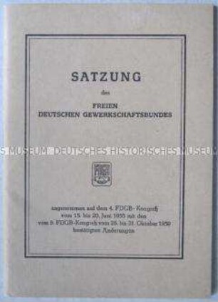 Satzung des FDGB von 1955 mit den Änderungen von 1959