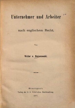 Unternehmer und Arbeiter nach englischem Recht