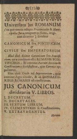 Universum Ius Romanorum (ex quo omnia reliqua Provincialia ...