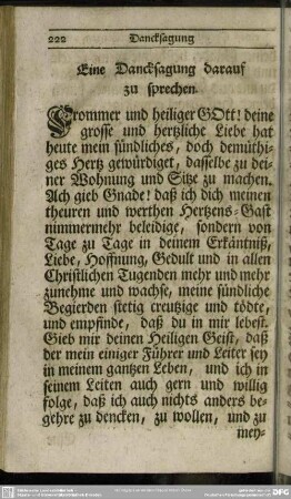 Eine Dancksagung darauf zu sprechen