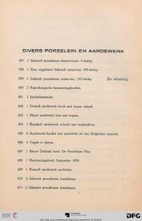 Divers Porselein en Aardewerk (Nr. 597-691)
