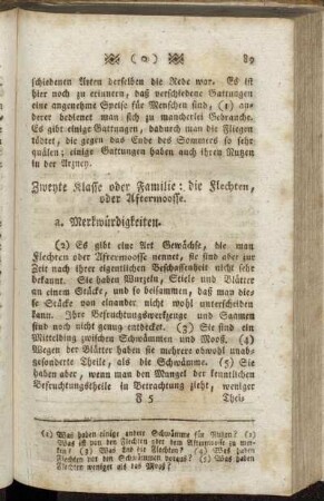 Zweyte Klasse oder Familie: die Flechten, oder Aftermoosse.