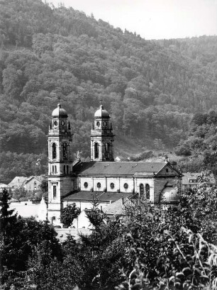 Blick auf die Kirche von Eberbach am Neckar