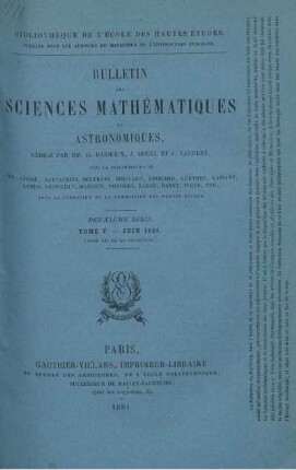 Tome V. - Juin 1881.