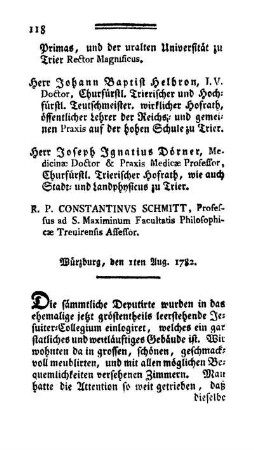 Würzburg, den 1ten Aug. 1782.